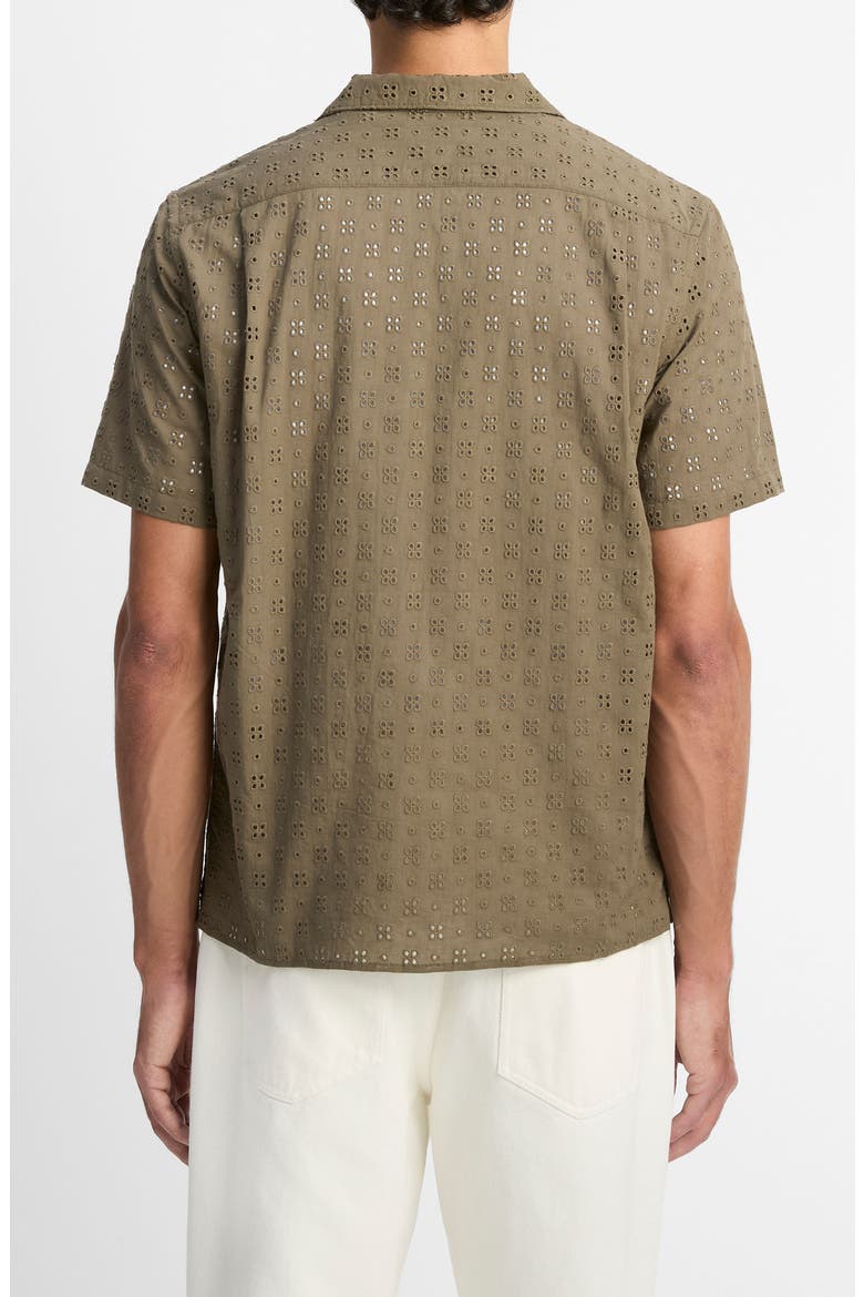 Floral Eyelet Cotton Camp Shirt, Alternate, color, DOME