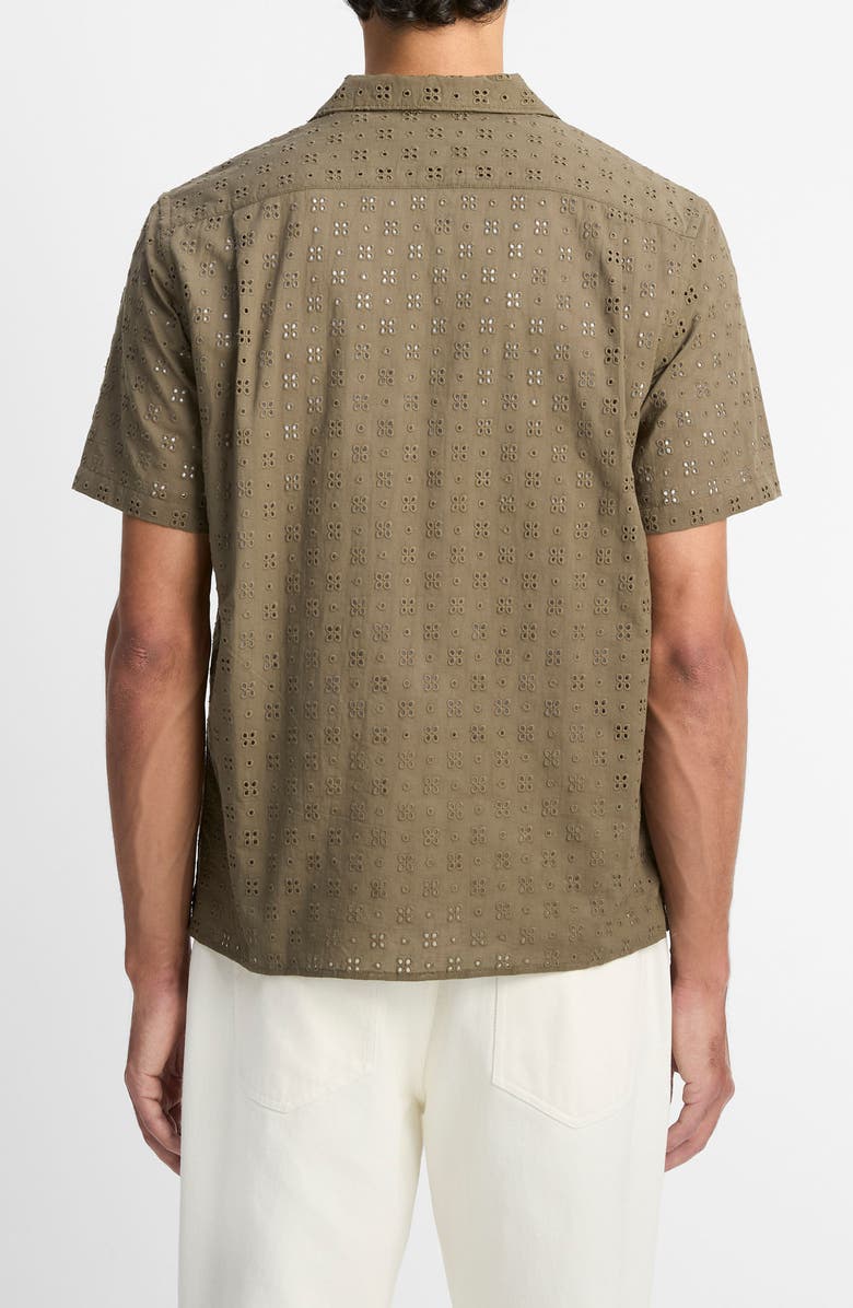 Vince Floral Eyelet Cotton Camp Shirt, Alternate, color, Dome