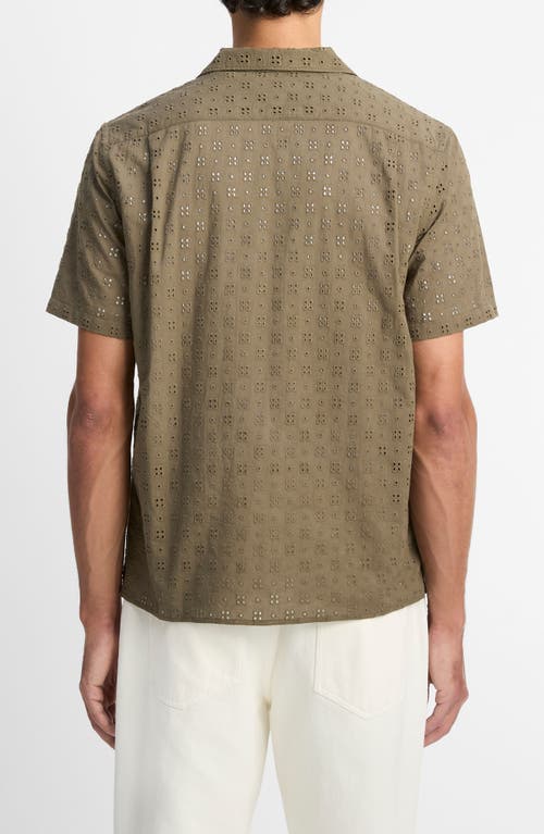 Vince Regular Fit Eyelet Short Sleeve Camp Shirt
