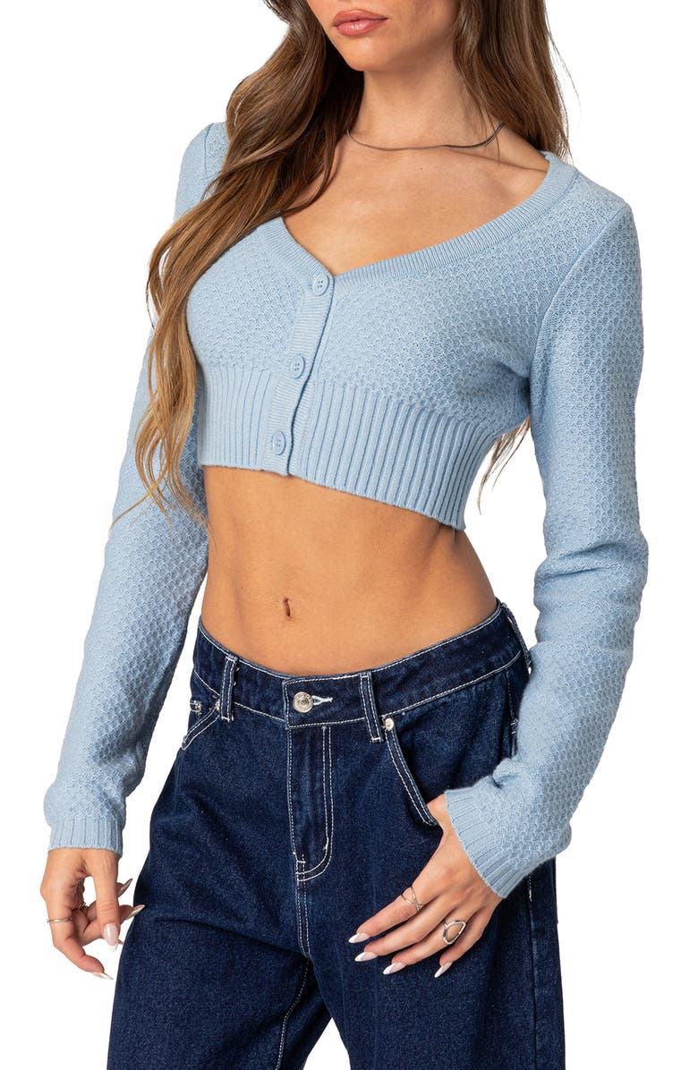 EDIKTED V-Neck Crop Cardigan, Alternate, color, 