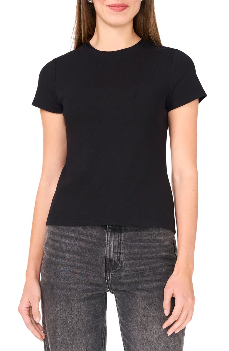 Halogen<sup>®</sup> Rib Stretch Cotton T-Shirt, Main, color, Rich Black