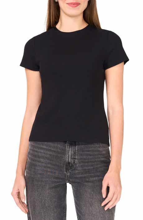 Halogen® Rib Stretch Cotton T-Shirt