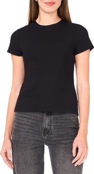 Halogen® Rib Stretch Cotton T-Shirt