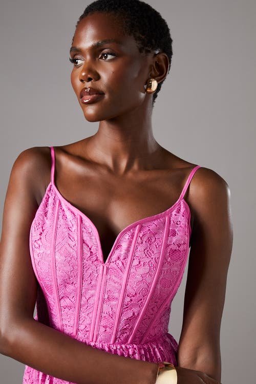 Coast Lace Pleated Maxi Dress In Pink