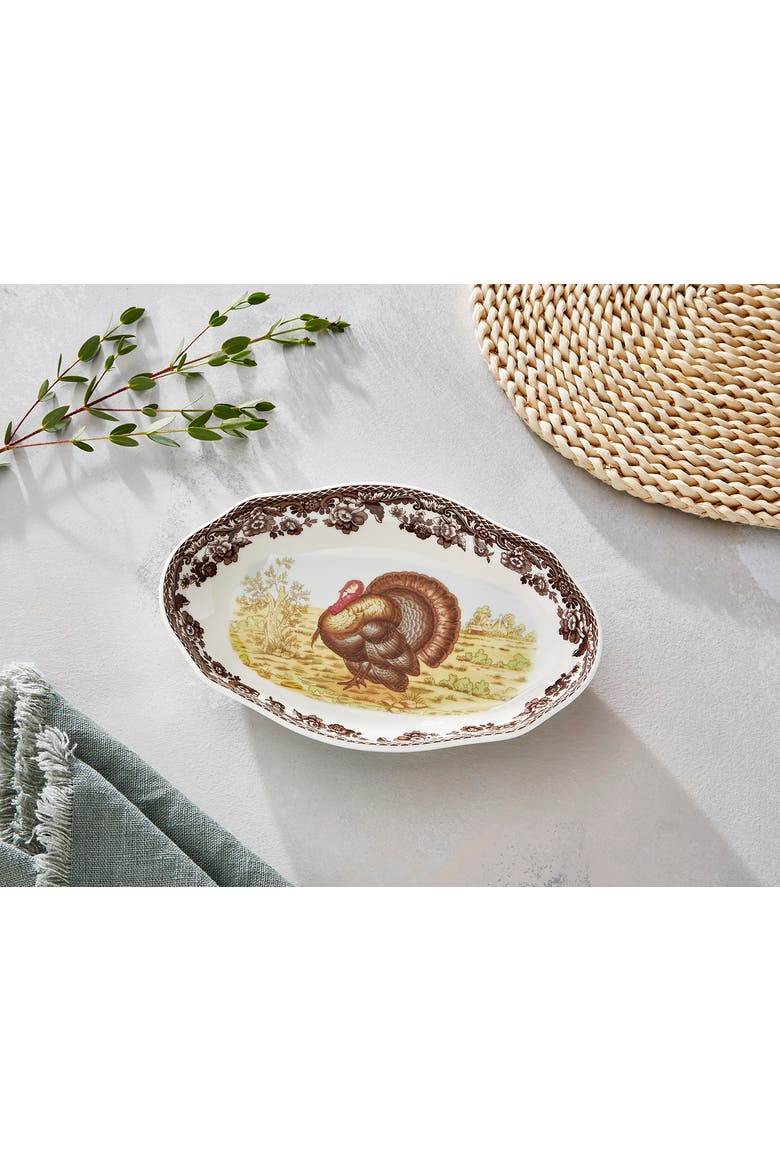 Woodland Turkey 8.5" Pickle Dish, Alternate, color, Brown
