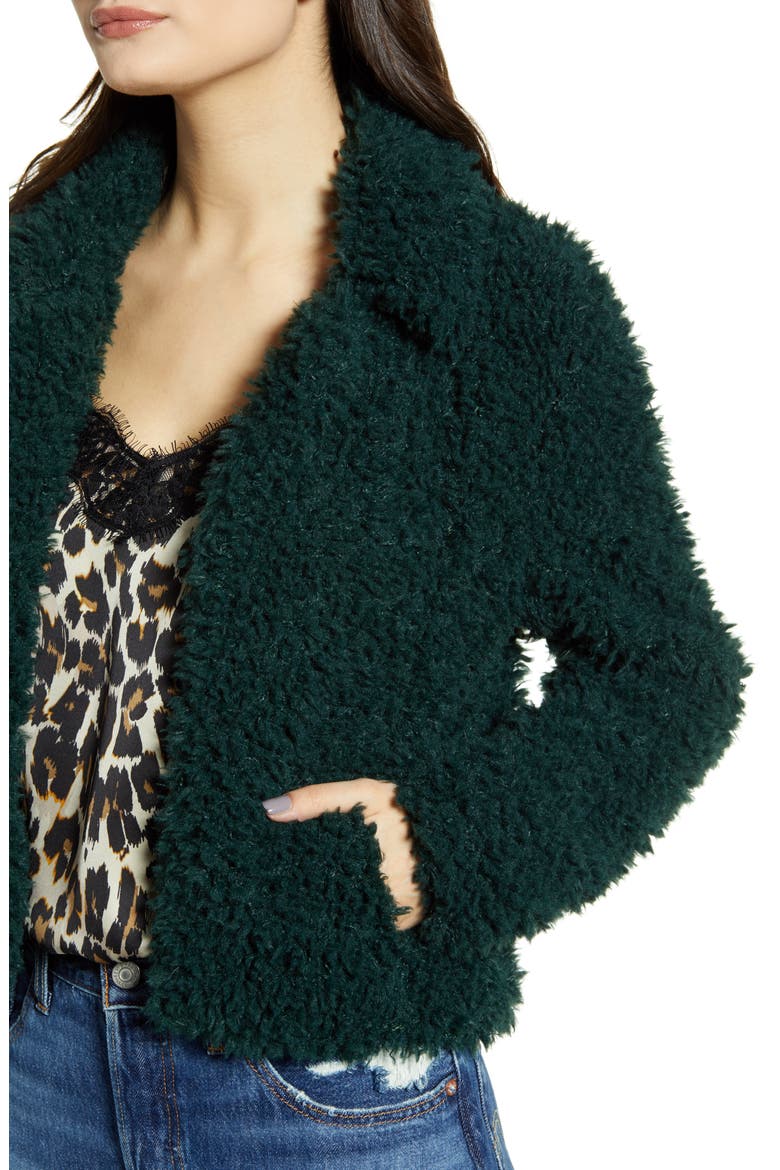 Faux Fur Teddy Coat, Alternate, color, GREEN BOTANICAL