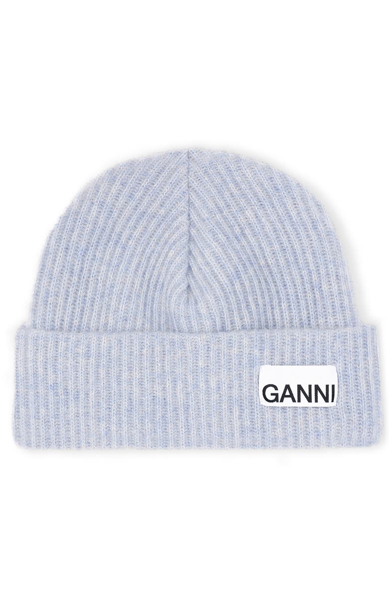 Ganni Recycled Wool Blend Beanie, Main, color,