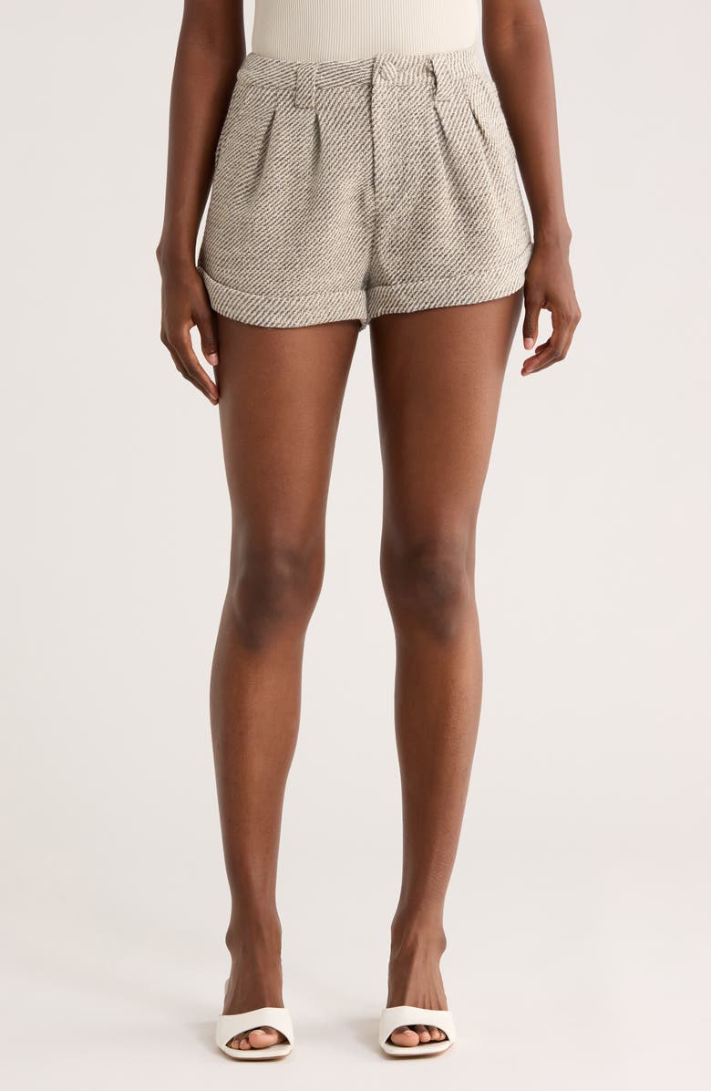 JACQUIE THE LABEL Gordes High Waist Tweed Shorts, Main, color, Walnut