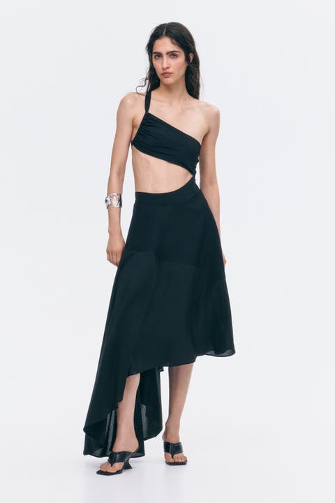 Asymmetric Dual-fabric Skirt
