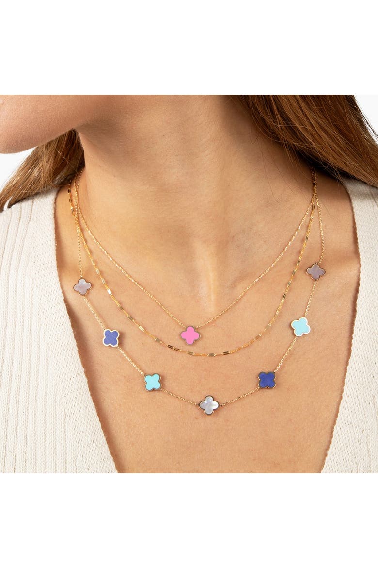 Small Bubblegum Pink Single Clover Necklace, Alternate, color, Bubblegum Pink
