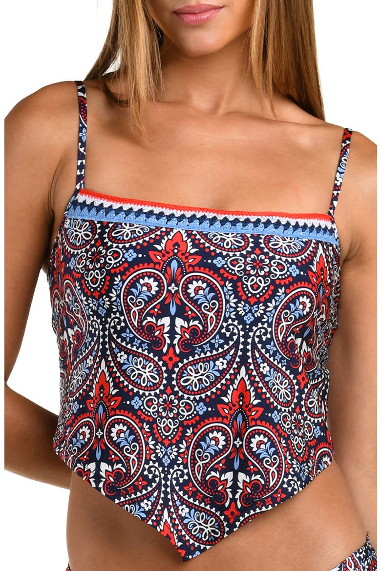 Americana Paisley Tankini Top, Main, color, BLUE/ RED MULTI