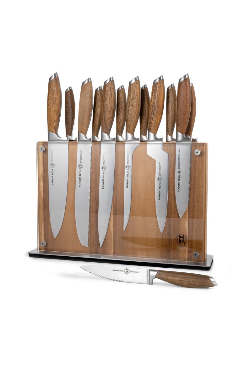 Bonded Teak 15-Piece Knife Block Set, Main, color, Brown