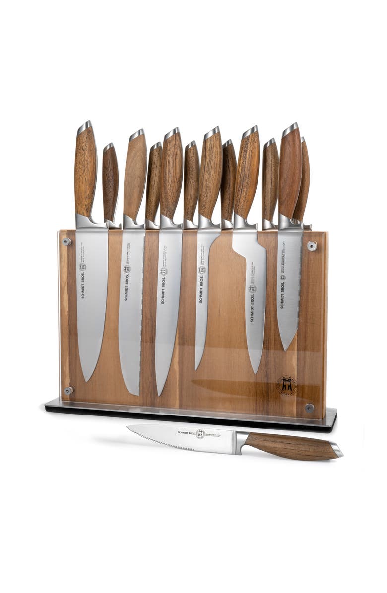 Schmidt Brothers Cutlery Bonded Teak 15-Piece Knife Block Set, Main, color, Brown
