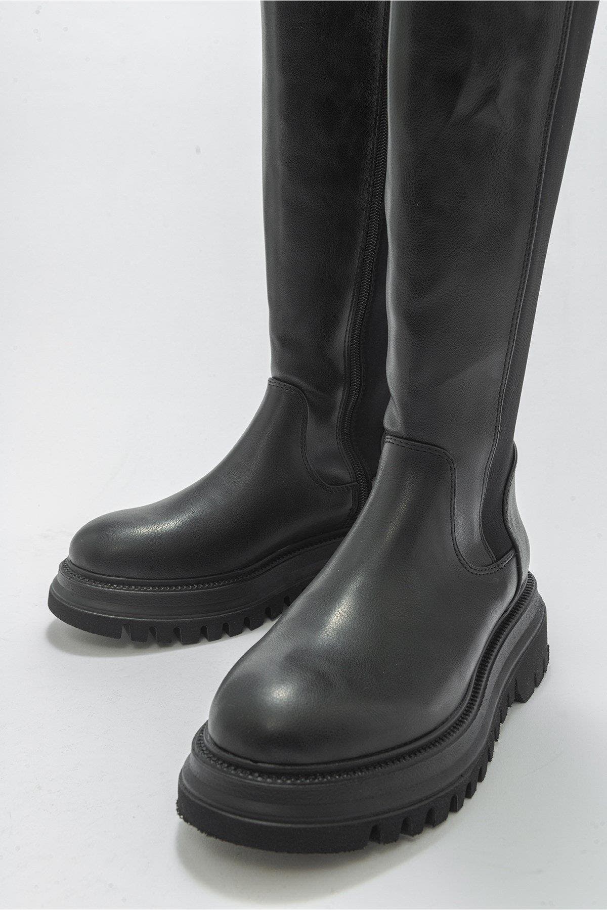 Paul Stretch Knee High Boot, Alternate, color, Black Stretch Faux Leather