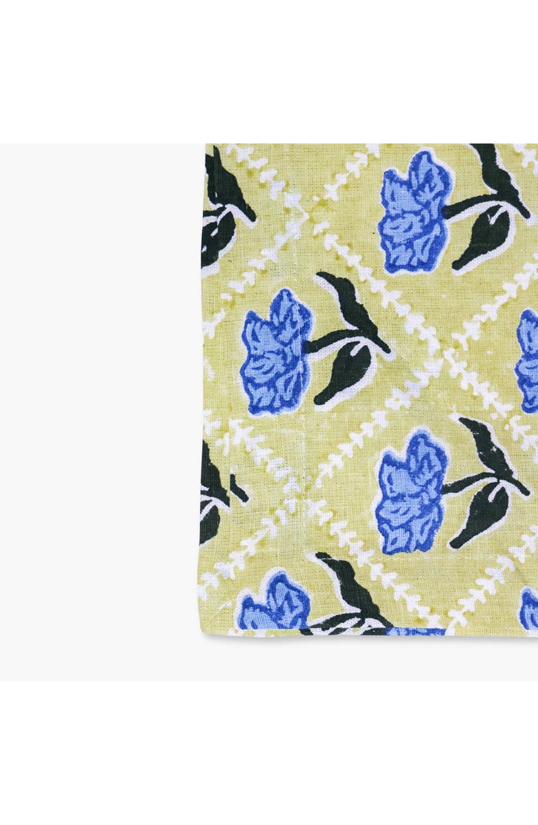 Banyan & Birch Noor - Pure Linen Handprinted Table Runner, Alternate, color, Butter Yellow