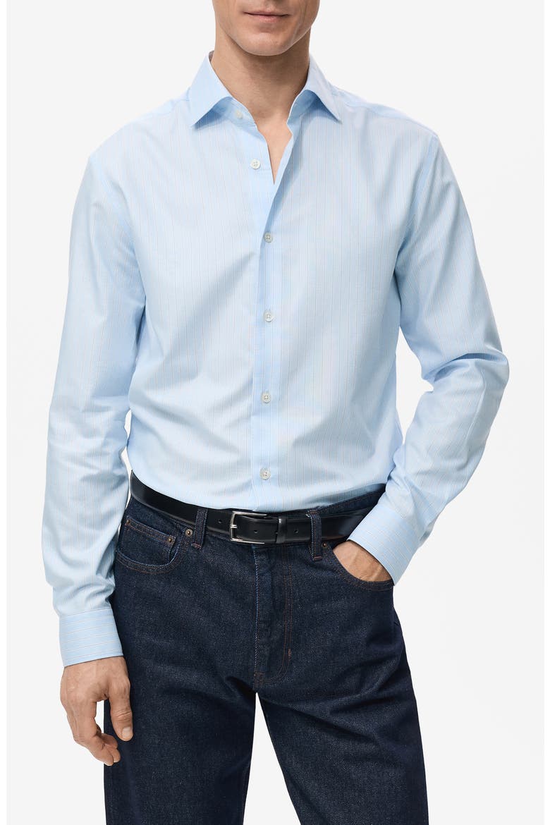 Slim Fit Stripe Cotton Button-Up Shirt, Main, color, SKY BLUE