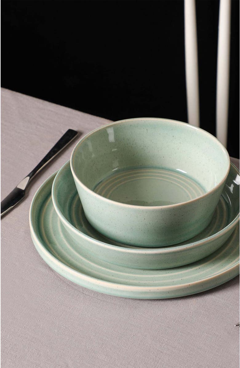 Stone Lain Claire Stoneware 4-Piece Dinner Plate Set, Alternate, color, Green