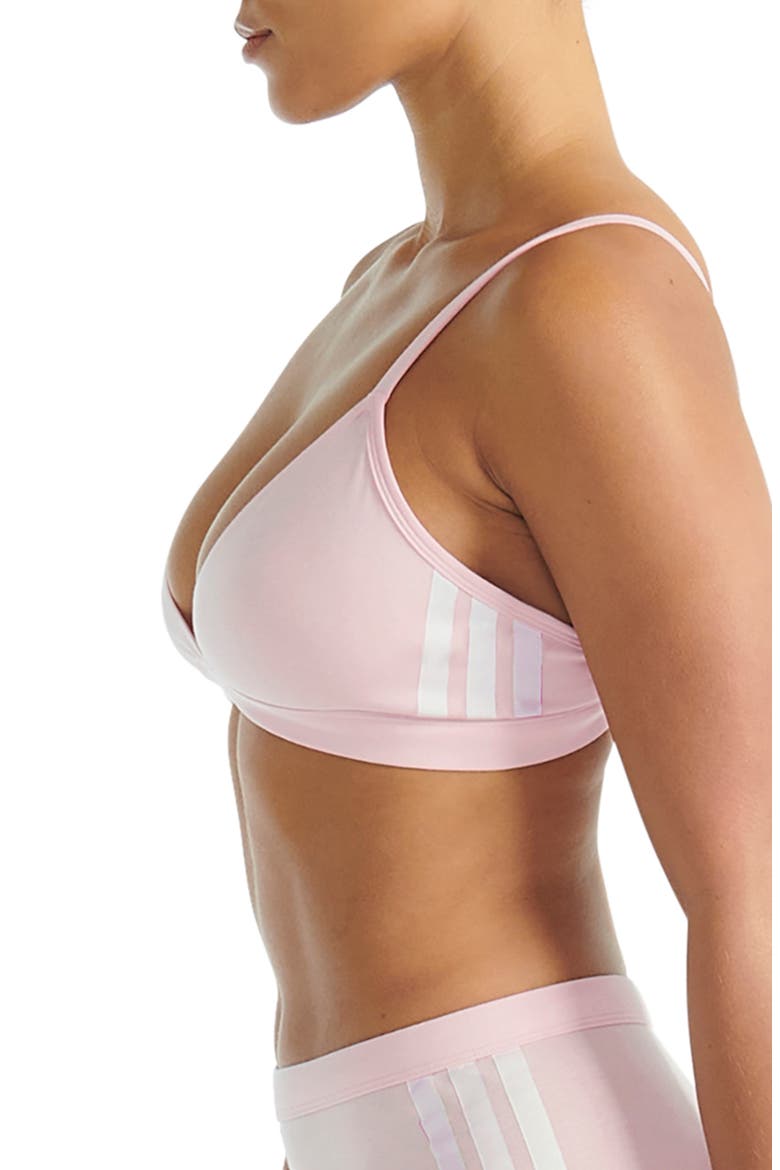 Essentials Cotton Blend 3 Stripe Triangle Wrap Bralette, Alternate, color, CLEAR PINK