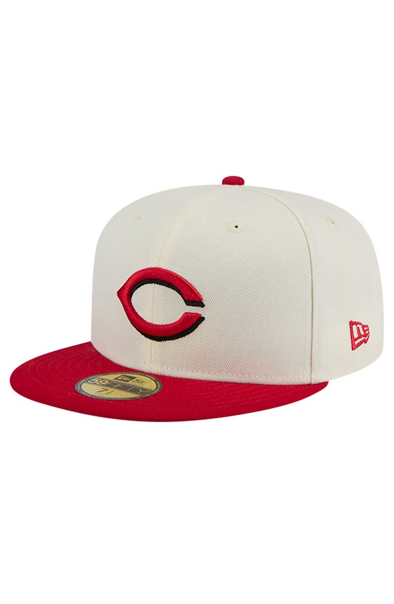 New Era Men's New Era White Cincinnati Reds Evergreen Chrome 59FIFTY Fitted Hat, Main, color, 