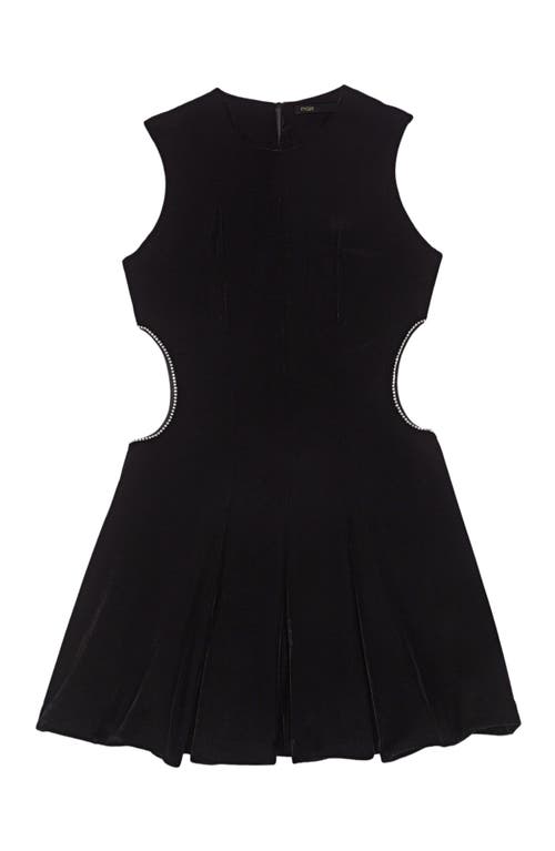 Maje Womens Black Round-neck Cut-out Velvet Mini Dress In Black