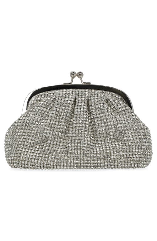 Jessica Mcclintock Elsie Frame Top Rhinestone Clutch In Silver