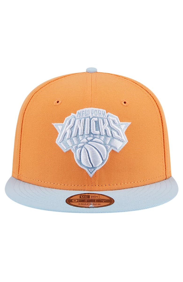 New Era Men's New Era Orange/Light Blue New York Knicks 2-Tone Color Pack 9FIFTY Snapback Hat, Alternate, color, 