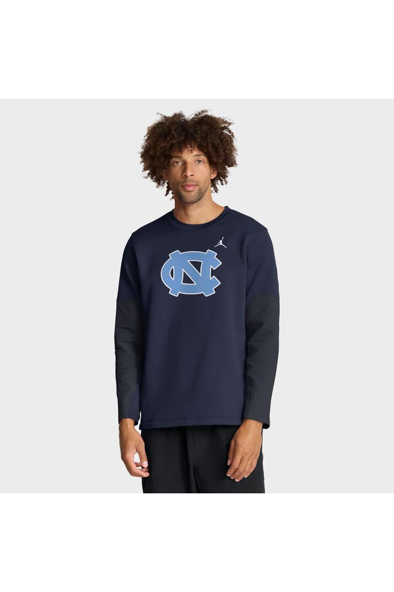 Men's Jordan Brand Navy North Carolina Tar Heels 2025 Sideline Coach Therma-FIT Long Sleeve T-Shirt, Main, color, Navy