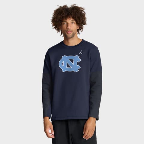 Men's Jordan Brand Navy North Carolina Tar Heels 2025 Sideline Coach Therma-FIT Long Sleeve T-Shirt