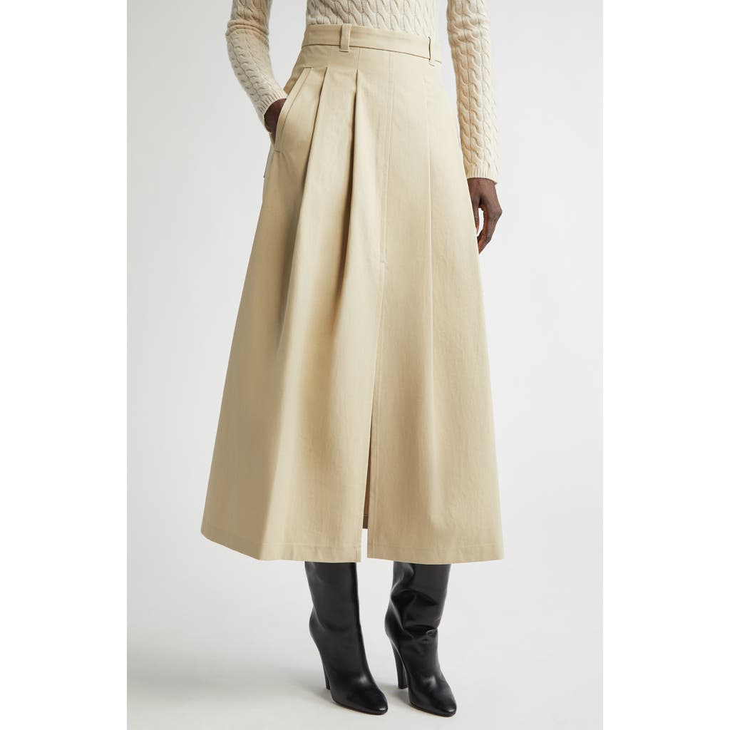 Altuzarra Mack Pleated Cotton Twill Midi Skirt In Sapling