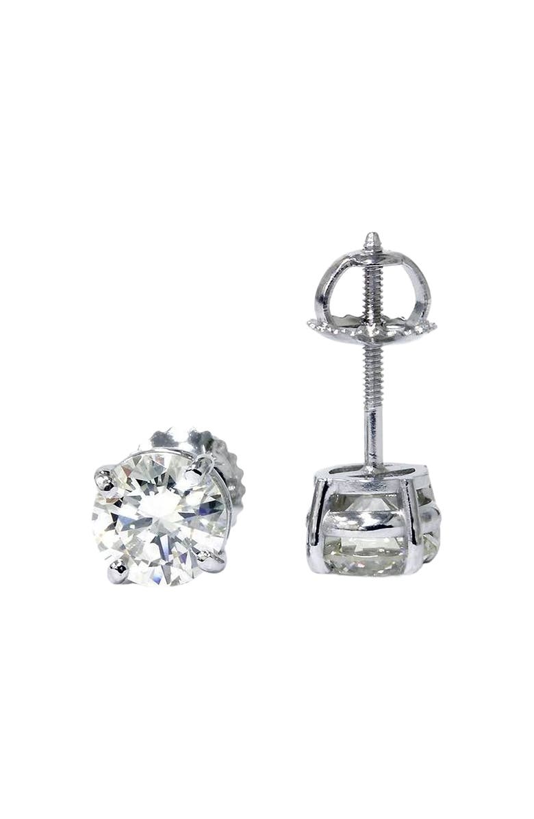 Bliss Diamond Platinum 2 Ct T.W. Certified Lab Grown Diamond Studs Screw Backs, Alternate, color, 