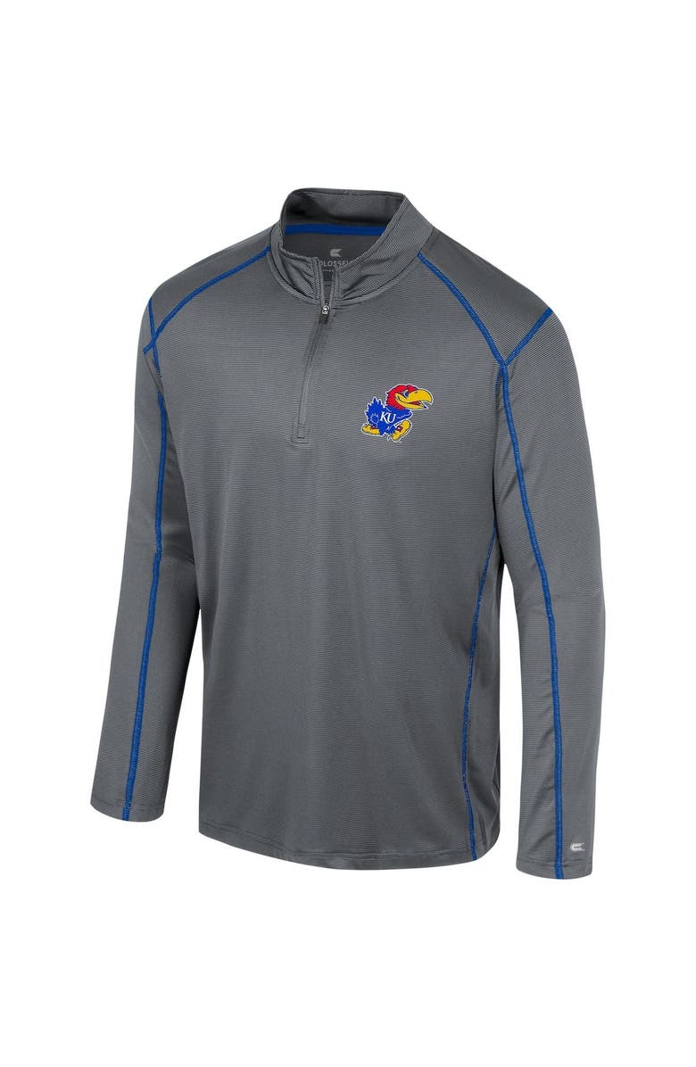 COLOSSEUM Men's Colosseum Charcoal Kansas Jayhawks Cameron Quarter-Zip Windshirt, Alternate, color, 