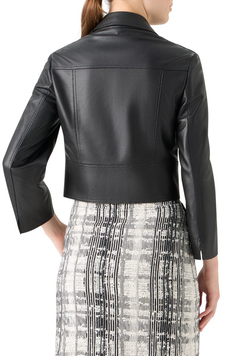 Akris punto Crop Perforated Leather Jacket, Alternate, color, Black