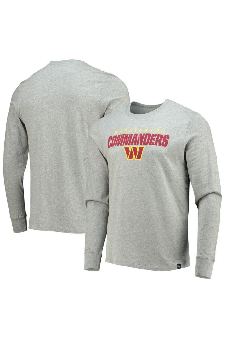 Men's '47 Heathered Gray Washington Commanders Traction Super Rival Long Sleeve T-Shirt, Main, color, Heather Gray