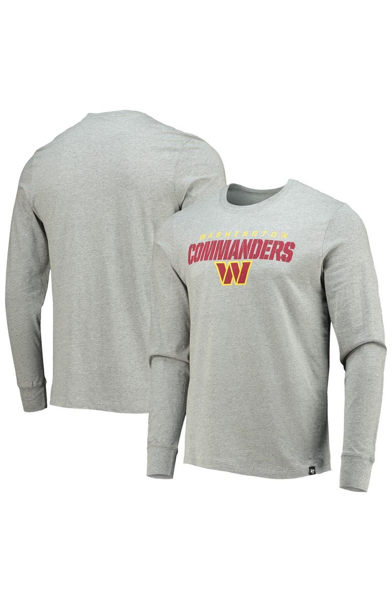 '47 Men's '47 Heathered Gray Washington Commanders Traction Super Rival Long Sleeve T-Shirt, Main, color, Heather Gray