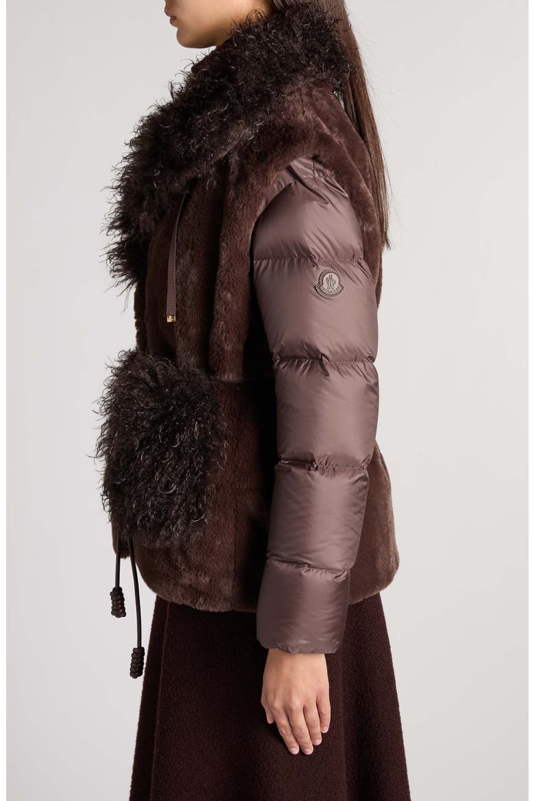 Immersif Faux Fur Trim Jacket, Alternate, color, BROWN