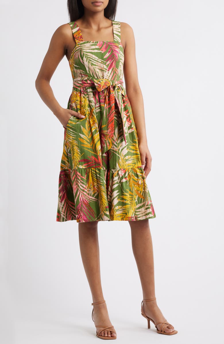 Anne Klein Square Neck Fit & Flare Dress, Main, color, 