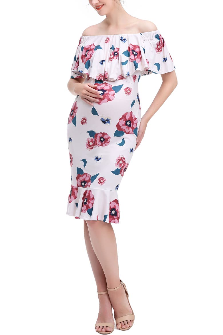 Kyla Maternity Nursing Mermaid Dress, Alternate, color, Multicolored