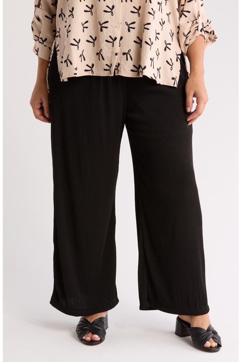 Pleated Pull-On Pant, Main, color, BLACK