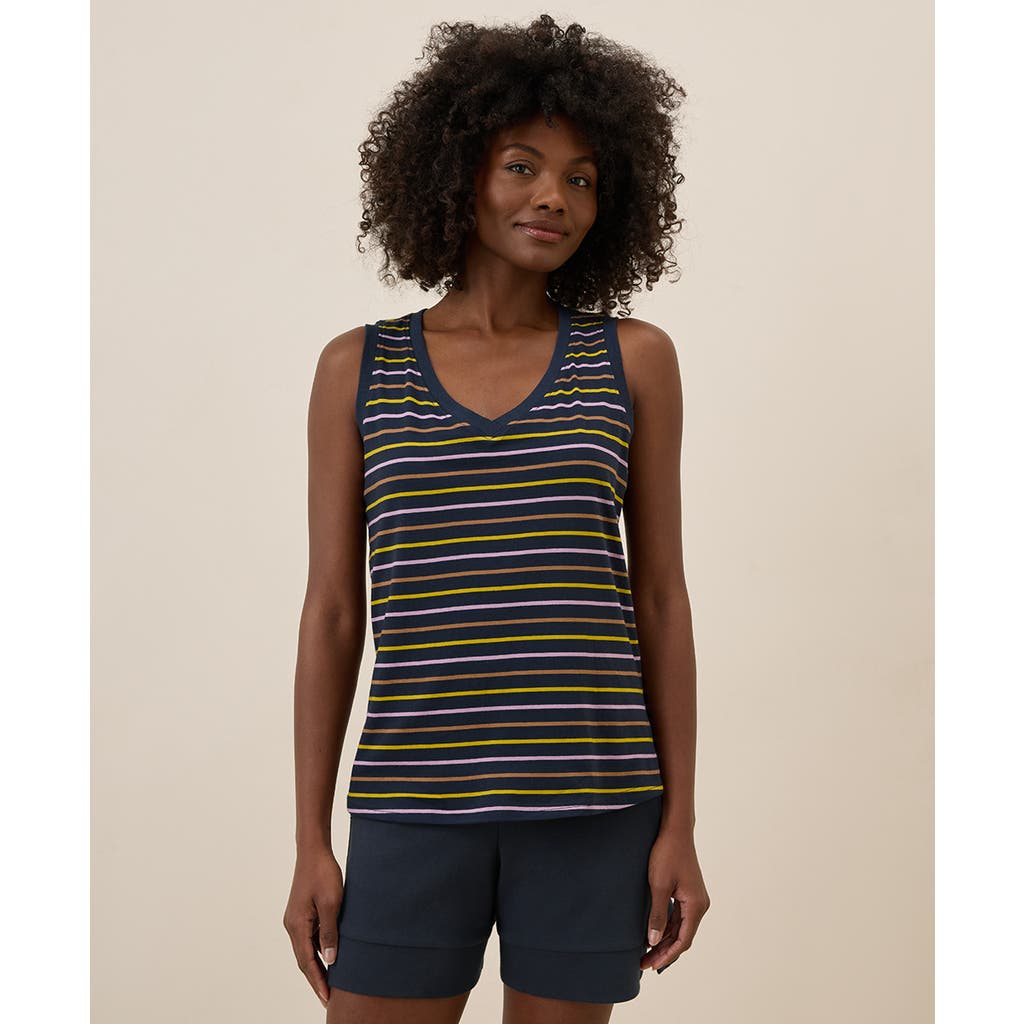 Pact Organic Cotton Softspun V-neck Tank In La Jolla Stripe