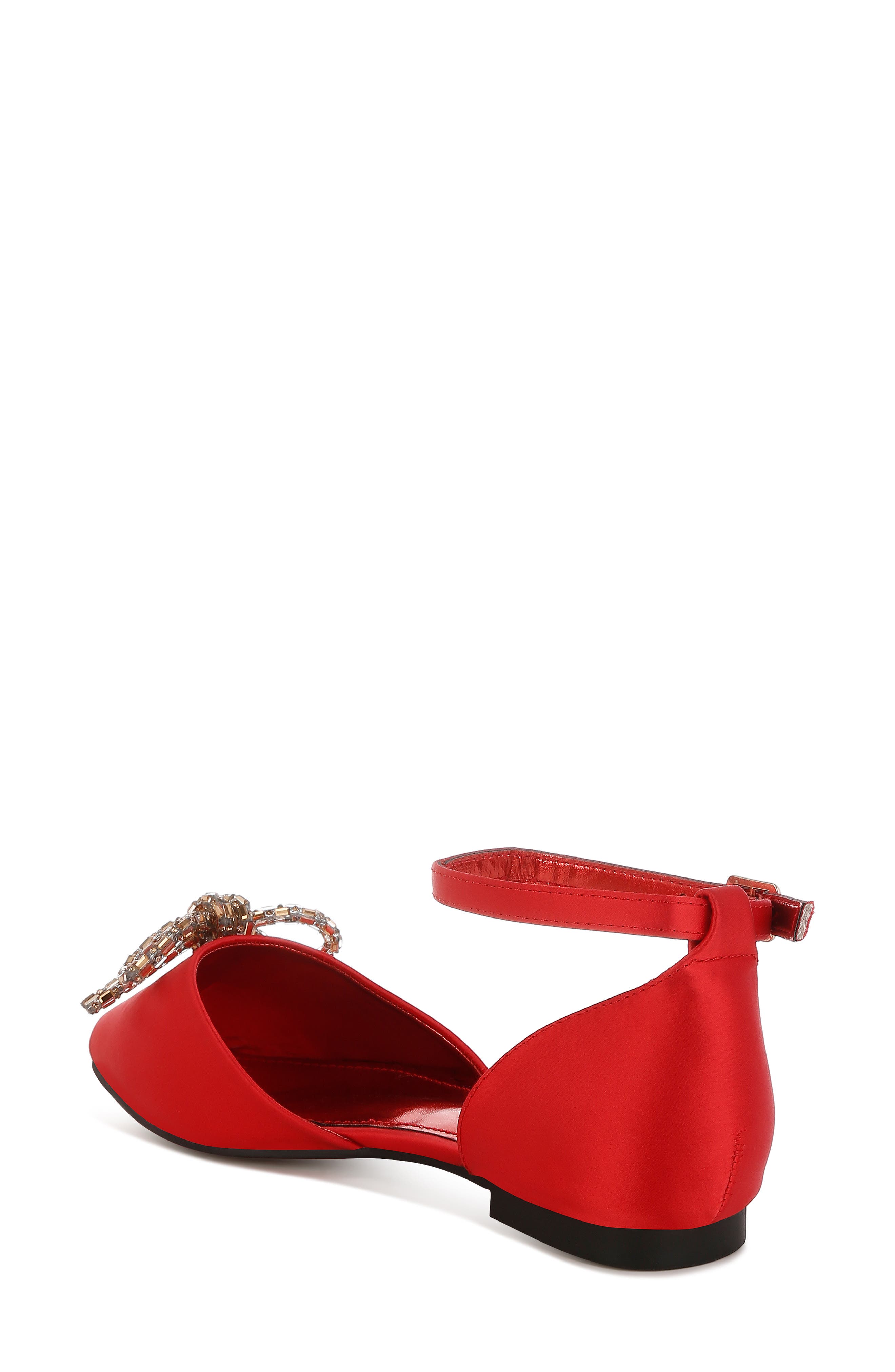 Simina Embellished Ankle Tie Flat, Alternate, color, RED