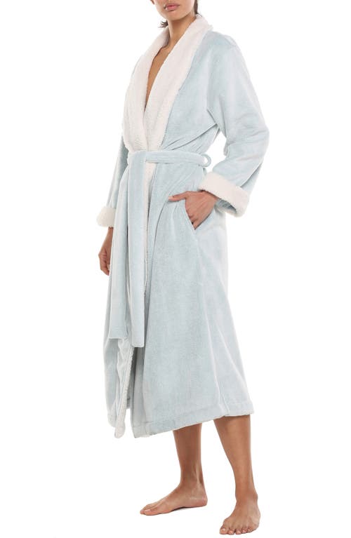 Papinelle High Pile Fleece Robe & Sleep Mask Set In Sage