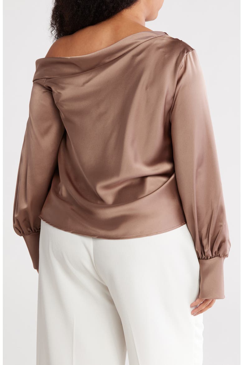 Drop Shoulder Satin Top, Alternate, color, DUNE
