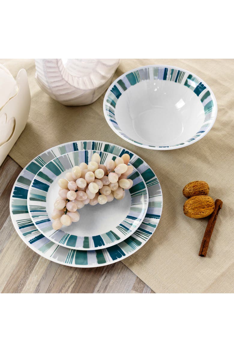 Orleans 12 Piece Round Ceramic Dinnerware Set, Alternate, color, Blue