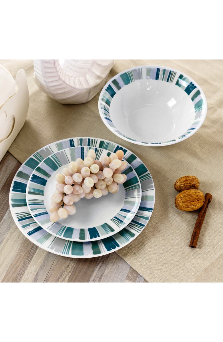 Gibson Home Orleans 12 Piece Round Ceramic Dinnerware Set, Alternate, color, Blue