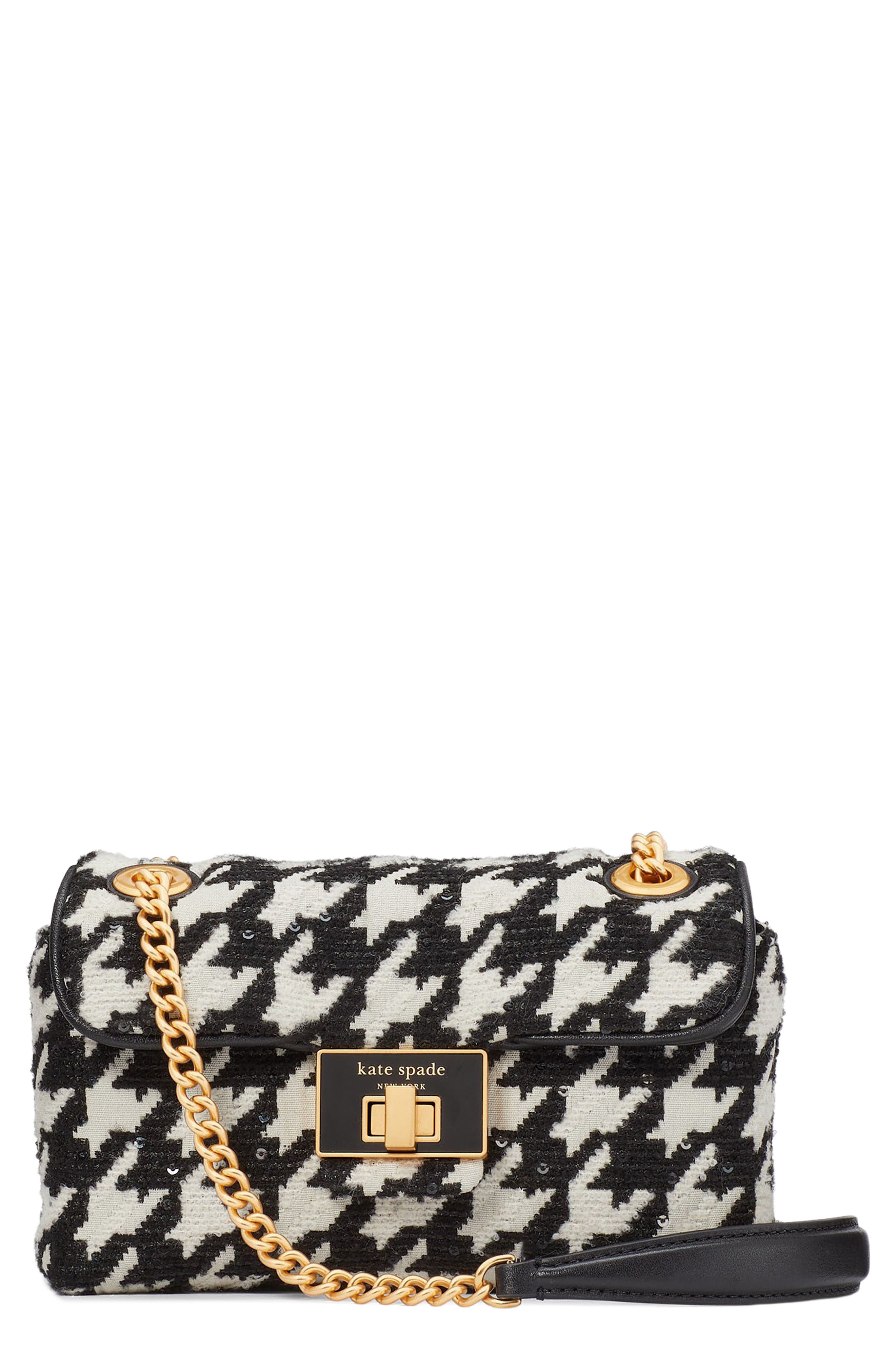 Kate Spade New York evelyn sequin houndstooth convertible crossbody bag, Main, color, 