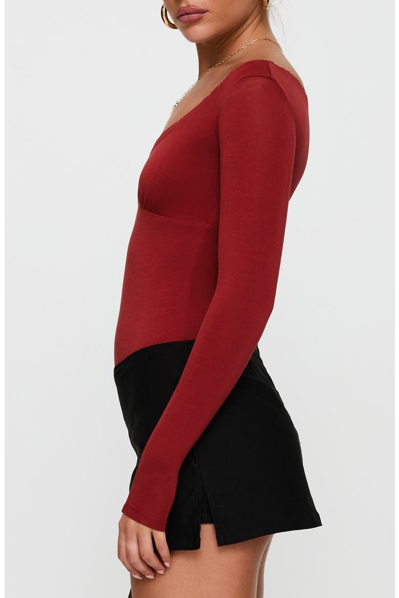 Loveydove Long Sleeve Bodysuit, Alternate, color, BURGUNDY