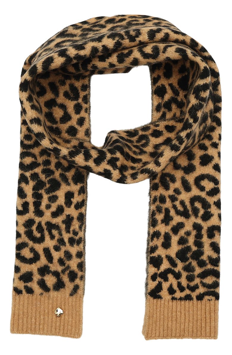 Kate Spade New York classic leopard print scarf, Main, color, 