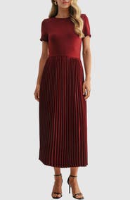 Mila Mae Short Sleeve Pleated Midi Dress