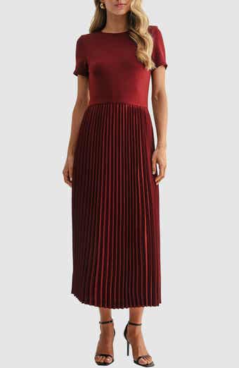 Short Sleeve Pleated Midi Dress