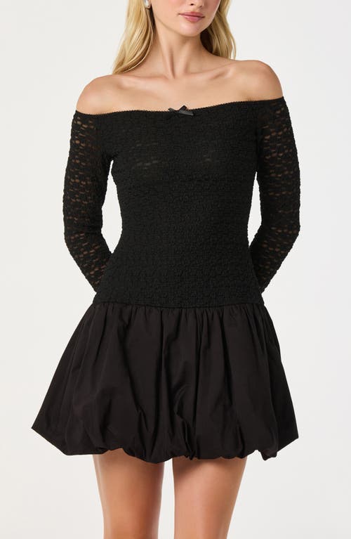 Astr The Label Off The Shoulder Bubble Minidress In Black